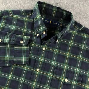 Ralph Lauren Mens L Blue Plaid Cotton Long Sleeve Shirt
